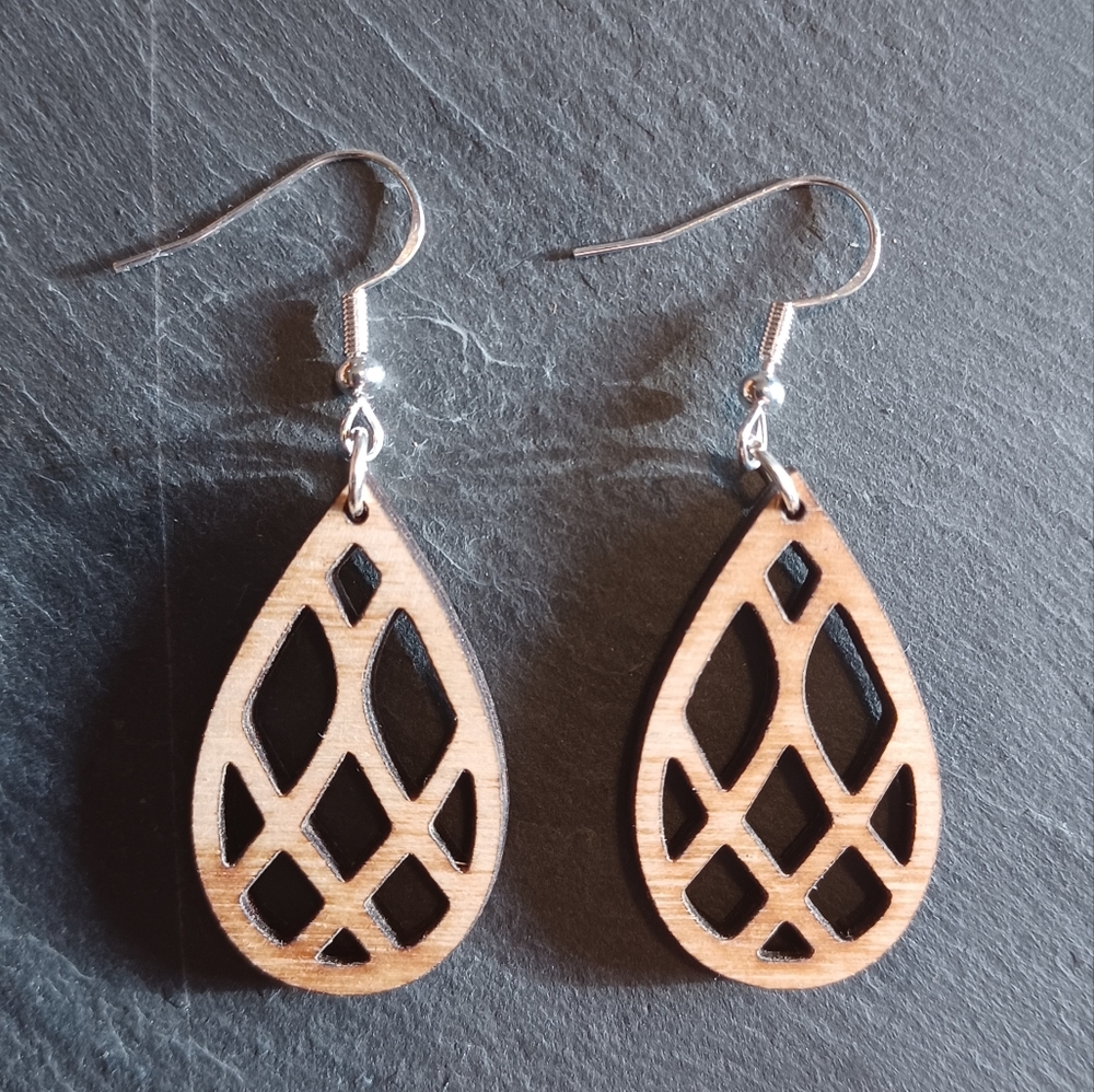 Laser Cut Wooden Earrings